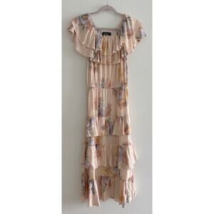 Lauren Ralph Lauren Black Label Floral Tiered Ruffle Off Shoulder Maxi Dress
